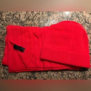 Charter Club Luxurious Red Cashmere beanie and scarf